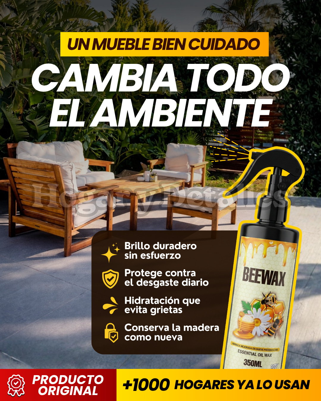 CERA RESTAURADORA DE MADERA —  SIN LIJAR, SIN BARNIZAR - PACK 02 UNIDADES