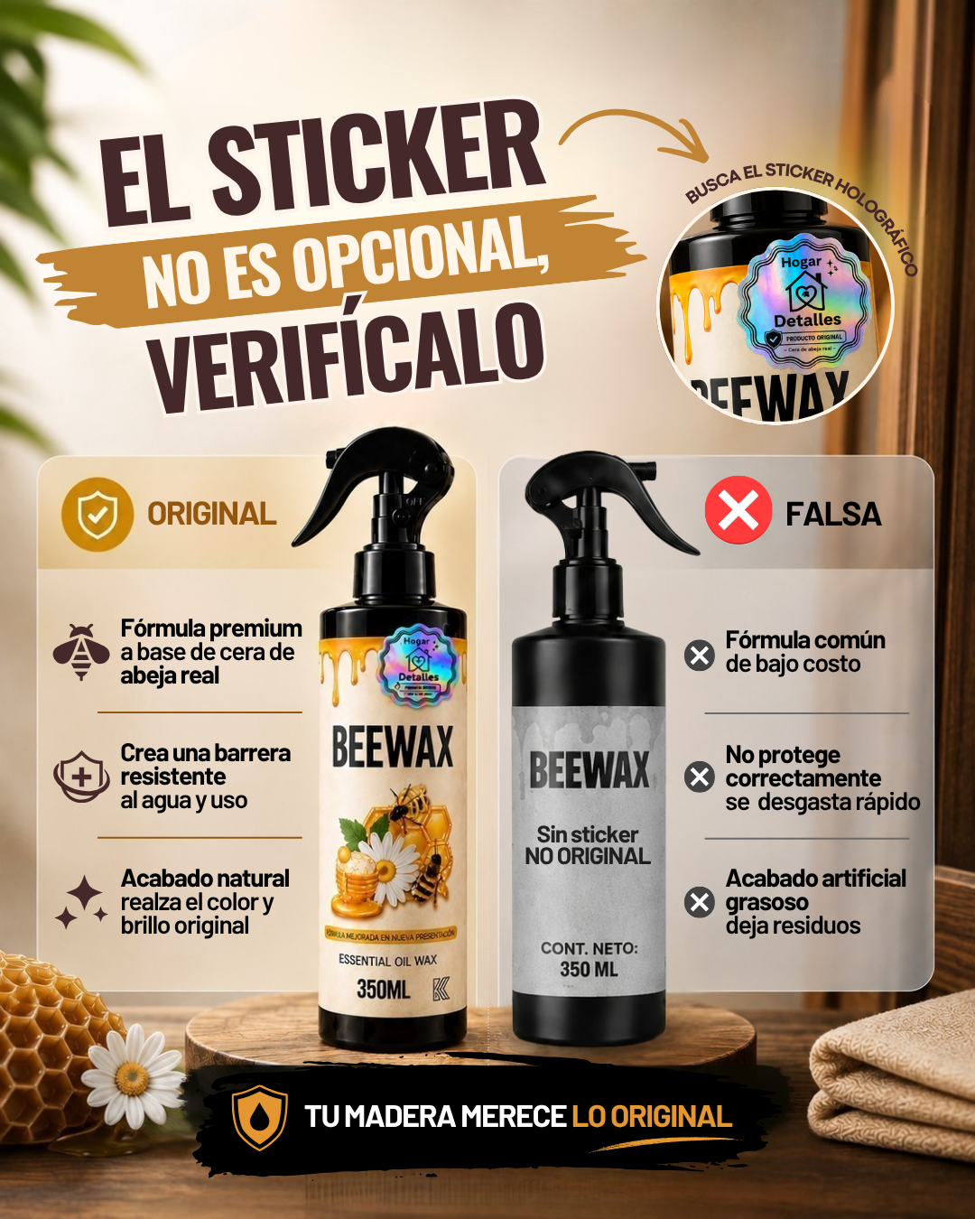 CERA RESTAURADORA DE MADERA —  SIN LIJAR, SIN BARNIZAR - PACK 02 UNIDADES