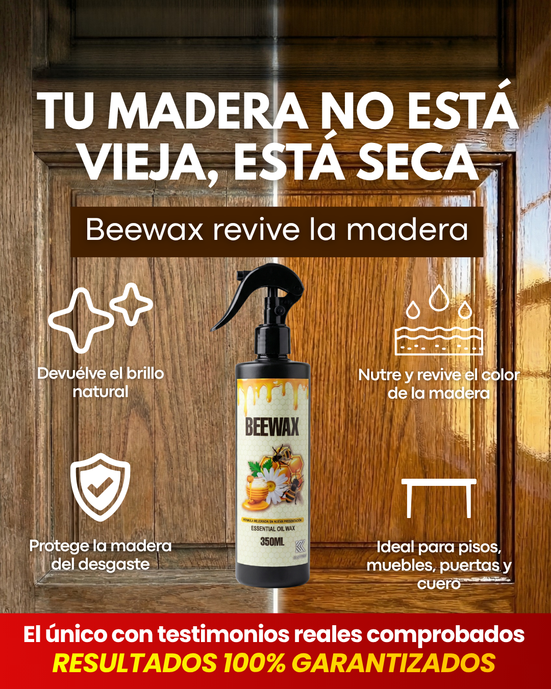 CERA RESTAURADORA DE MADERA —  SIN LIJAR, SIN BARNIZAR - PACK 02 UNIDADES